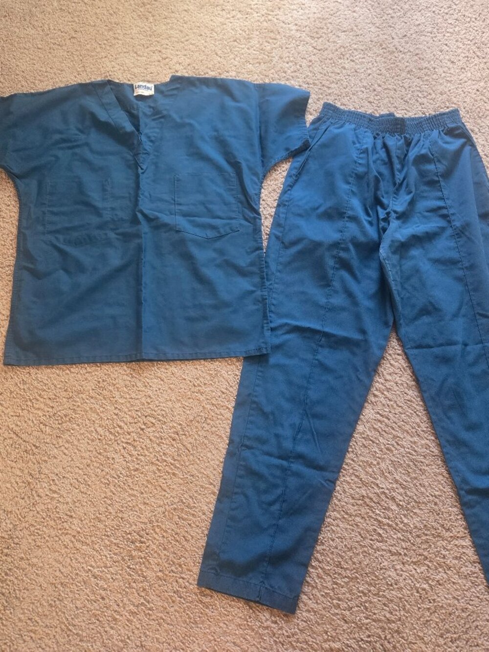 Landau Unisex Scrub Set, V-neck Top Straight Pant Medical Uniform